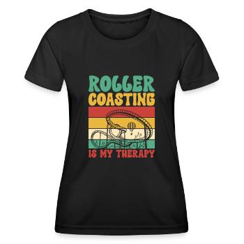 Achterbahn Rollercoaster Freizeitpark - Frauen Funktions-T-Shirt - Schwarz - Vorne - AI Model Female 172 light (172cm)