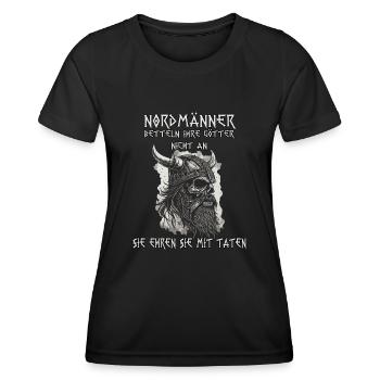Wikinger Motiv für Heiden und Fans der Nordmänner - Frauen Funktions-T-Shirt - Schwarz - Vorne - AI Model Female 172 light (172cm)