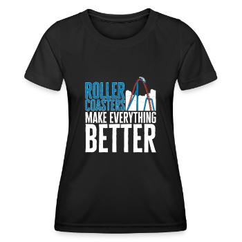 Achterbahn Rollercoaster Freizeitpark - Frauen Funktions-T-Shirt - Schwarz - Vorne - AI Model Female 172 light (172cm)