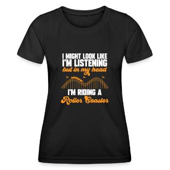 Achterbahn Rollercoaster Freizeitpark - Frauen Funktions-T-Shirt - Schwarz - Vorne - AI Model Female 172 light (172cm)