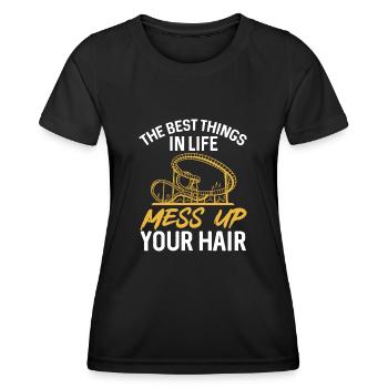 Achterbahn Rollercoaster Freizeitpark - Frauen Funktions-T-Shirt - Schwarz - Vorne - AI Model Female 172 light (172cm)