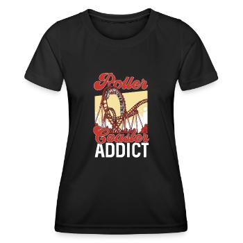 Achterbahn Rollercoaster Freizeitpark - Frauen Funktions-T-Shirt - Schwarz - Vorne - AI Model Female 172 light (172cm)