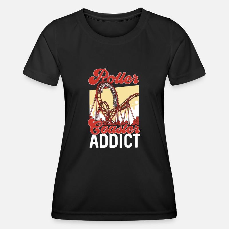 Achterbahn Rollercoaster Freizeitpark - Frauen Funktions-T-Shirt - Schwarz