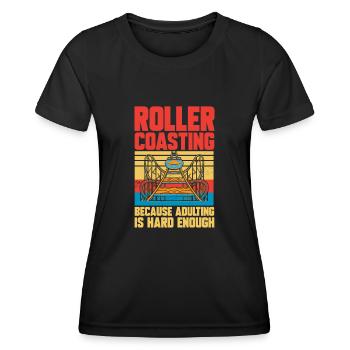 Achterbahn Rollercoaster Freizeitpark - Frauen Funktions-T-Shirt - Schwarz - Vorne - AI Model Female 172 light (172cm)