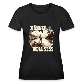 Vintage Angler Herren T-Shirt für Sportangler - Frauen Funktions-T-Shirt - Schwarz - Vorne - AI Model Female 172 light (172cm)