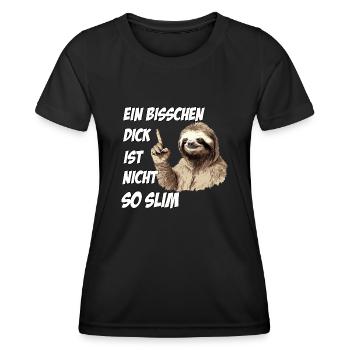 Faultier Sport T-shirt für Dicke und Faulpelze - Frauen Funktions-T-Shirt - Schwarz - Vorne - AI Model Female 172 light (172cm)