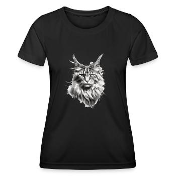 Cadeau de fans de chat Maine coon pour le propriétaire du chat - T-shirt sport Femme - noir - Devant - AI Model Female 172 light (172cm)