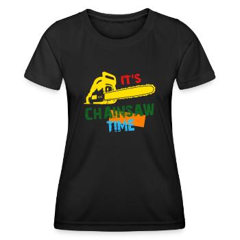 Chainsaw Retro Chain Saw - Women's Functional T-Shirt - black - Front - AI Model Female 172 light (172cm)
