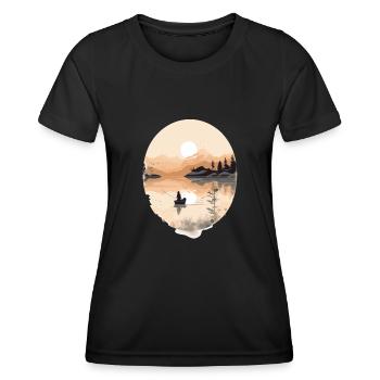 Motif de pêcheur romantique pour la pêche sportive - T-shirt sport Femme - noir - Devant - AI Model Female 172 light (172cm)