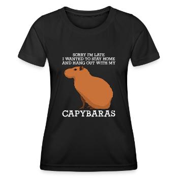 Capybaras Joke Capybara - Frauen Funktions-T-Shirt - Schwarz - Vorne - AI Model Female 172 light (172cm)