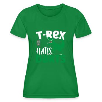 T-Rex hasst Darts T-Rex Dinosaurier-Liebhaber - Frauen Funktions-T-Shirt - Kelly Green - Vorne - AI Model Female 172 dark (172cm)