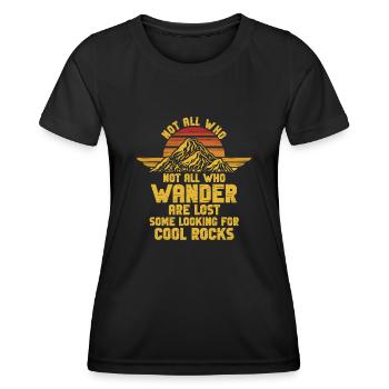Wandern Sie auf der Suche nach kühlen Felsen - Frauen Funktions-T-Shirt - Schwarz - Vorne - AI Model Female 172 light (172cm)