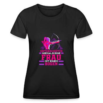 Bogenschießen Geschenk Bogenschützin Frau Pfeil - Frauen Funktions-T-Shirt - Schwarz - Vorne - AI Model Female 172 light (172cm)