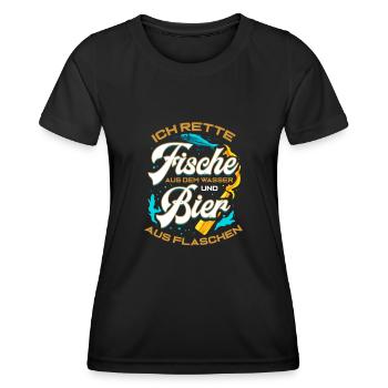 Fische und Bier Angler Geschenk zum Fischen Angeln - Frauen Funktions-T-Shirt - Schwarz - Vorne - AI Model Female 172 light (172cm)