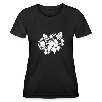 Brustkrebs Sonnenblumen - Frauen Funktions-T-Shirt - Schwarz - Vorne - AI Model Female 172 light (172cm)