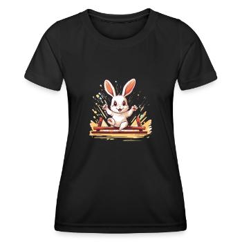 Kaninhop Master : Votre lapin en tant que champion - T-shirt sport Femme - noir - Devant - AI Model Female 172 light (172cm)