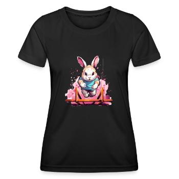 Kaninhop motif for rabbit owners Kaninhop - Women's Functional T-Shirt - black - Front - AI Model Female 172 light (172cm)