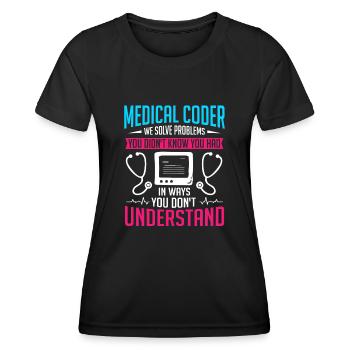 Spécialiste du codage de codeur médical - T-shirt sport Femme - noir - Devant - AI Model Female 172 light (172cm)