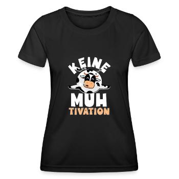Keine Muhtivation Kuh Liebe Kuhbauer Muh - Frauen Funktions-T-Shirt - Schwarz - Vorne - AI Model Female 172 light (172cm)