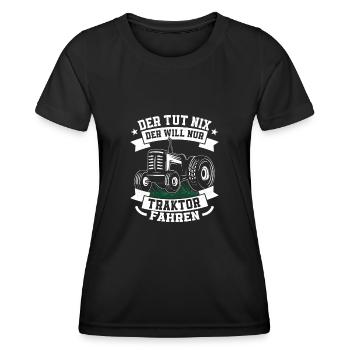 Der tut nix der will nur Traktor fahren Trecker Ba - Frauen Funktions-T-Shirt - Schwarz - Vorne - AI Model Female 172 light (172cm)