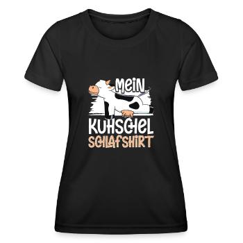 Kuh schel Schlafshirt Kuhmotiv Kuhschel Schlaf - Frauen Funktions-T-Shirt - Schwarz - Vorne - AI Model Female 172 light (172cm)