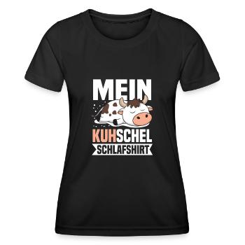 Da ist Mein Kuhschel Schlafshirt Lustiges Kuh - Frauen Funktions-T-Shirt - Schwarz - Vorne - AI Model Female 172 light (172cm)