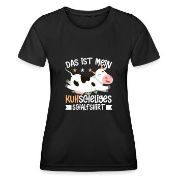 Kuh Scheliges Schlafshirt Koh Schlafanzug Süß - Frauen Funktions-T-Shirt - Schwarz - Vorne - AI Model Female 172 light (172cm)