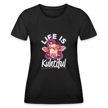 Life Is KUHtiful Coole Kuh - Frauen Funktions-T-Shirt - Schwarz - Vorne - AI Model Female 172 light (172cm)