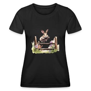 Kaninhop Discover the world of rabbit sports - Women's Functional T-Shirt - black - Front - AI Model Female 172 light (172cm)