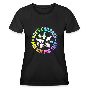 God's Children Are Not For Sale Christian Children - Women's Functional T-Shirt - black - Front - AI Model Female 172 light (172cm)