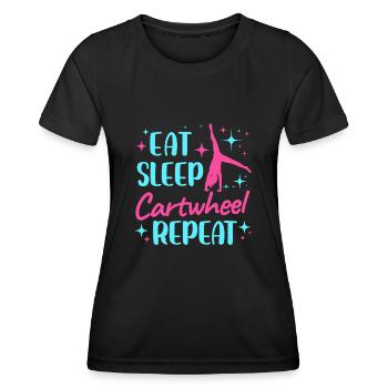 Manger Dormir Roue de charrette Répéter - T-shirt sport Femme - noir - Devant - AI Model Female 172 light (172cm)