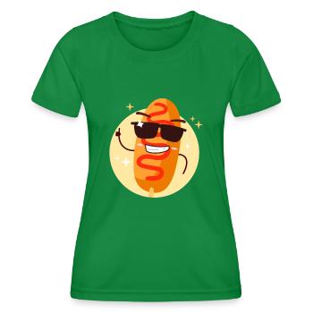 Cool corn dog - Women's Functional T-Shirt - kelly green - Front - AI Model Female 172 dark (172cm)