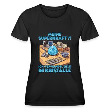 Sparkling Creations Kristallzüchter Geschenk - Frauen Funktions-T-Shirt - Schwarz - Vorne - AI Model Female 172 light (172cm)