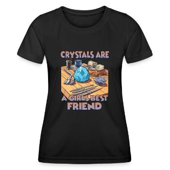 GemStoneCrafts Cadeau de cristaux enchantés - T-shirt sport Femme - noir - Devant - AI Model Female 172 light (172cm)