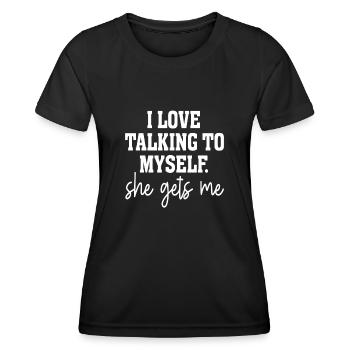 J’adore me parler à moi-même, elle me comprend - T-shirt sport Femme - noir - Devant - AI Model Female 172 light (172cm)