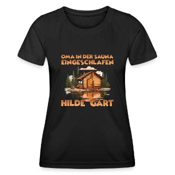 Geschenk für Sauna Liebhaber und Wellness Fans - Frauen Funktions-T-Shirt - Schwarz - Vorne - AI Model Female 172 light (172cm)