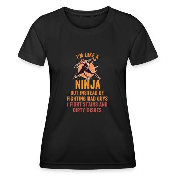 Comme une femme au foyer ninja - T-shirt sport Femme - noir - Devant - AI Model Female 172 light (172cm)