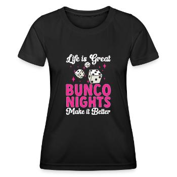 Bunco Dice Game - Women's Functional T-Shirt - black - Front - AI Model Female 172 light (172cm)