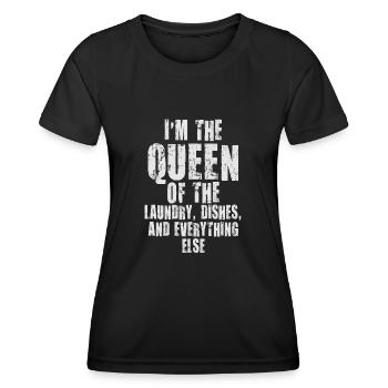 Reine de la lessive, de la vaisselle et de tout le reste - T-shirt sport Femme - noir - Devant - AI Model Female 172 light (172cm)