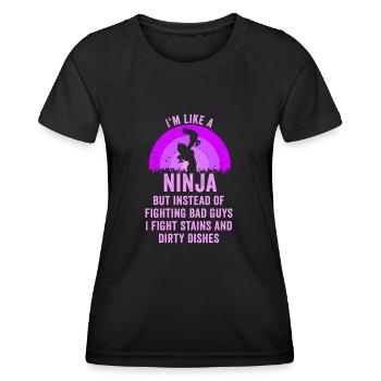 Comme une femme au foyer ninja - T-shirt sport Femme - noir - Devant - AI Model Female 172 light (172cm)