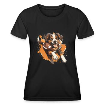 Chien de football américain - T-shirt sport Femme - noir - Devant - AI Model Female 172 light (172cm)