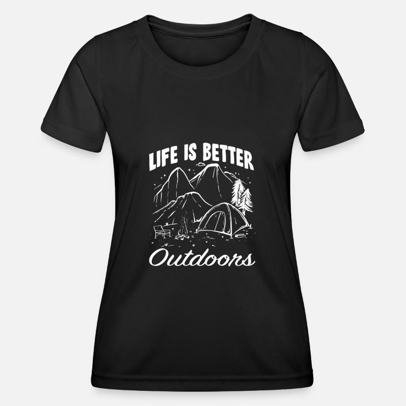Camping campfire saying - Women's Functional T-Shirt - black