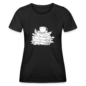 Livre rat de bibliothèque rat de bibliothèque café - T-shirt sport Femme - noir - Devant - AI Model Female 172 light (172cm)