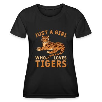 Girl Who Loves Tiger Tiger Animal Lover - Women's Functional T-Shirt - black - Front - AI Model Female 172 light (172cm)