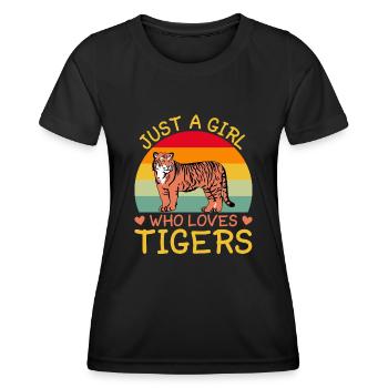 Girl Who Loves Tiger Tiger Animal Lover - Women's Functional T-Shirt - black - Front - AI Model Female 172 light (172cm)