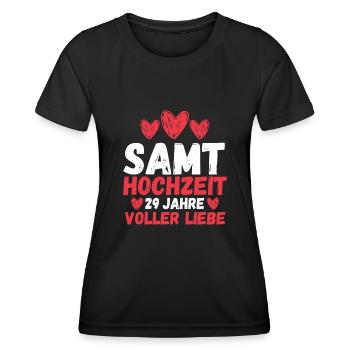 Ehe Samthochzeit 29 Jahre Verheiratet Hochzeitstag - Frauen Funktions-T-Shirt - Schwarz - Vorne - AI Model Female 172 light (172cm)