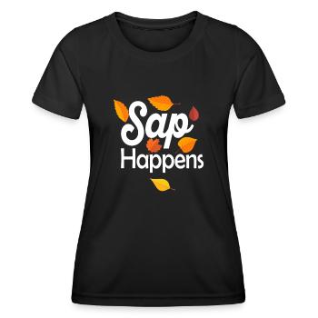 Sirop d’érable arbre tapotement drôle crêpe d’automne - T-shirt sport Femme - noir - Devant - AI Model Female 172 light (172cm)