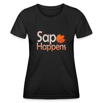 Maple Syrup Tree Tapping Funny Autumn Pancake - Women's Functional T-Shirt - black - Front - AI Model Female 172 light (172cm)