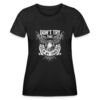 Essayez ça dans une petite ville Aigle drapeau américain - T-shirt sport Femme - noir - Devant - AI Model Female 172 light (172cm)