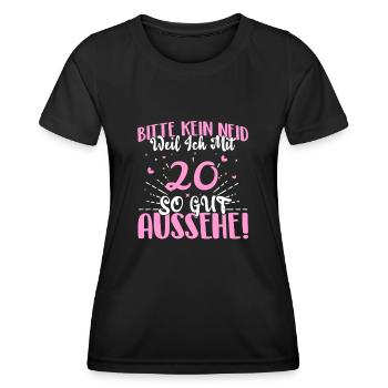 Bitte kein Neid weil ich mit 20 so gut aussehe! - Frauen Funktions-T-Shirt - Schwarz - Vorne - AI Model Female 172 light (172cm)